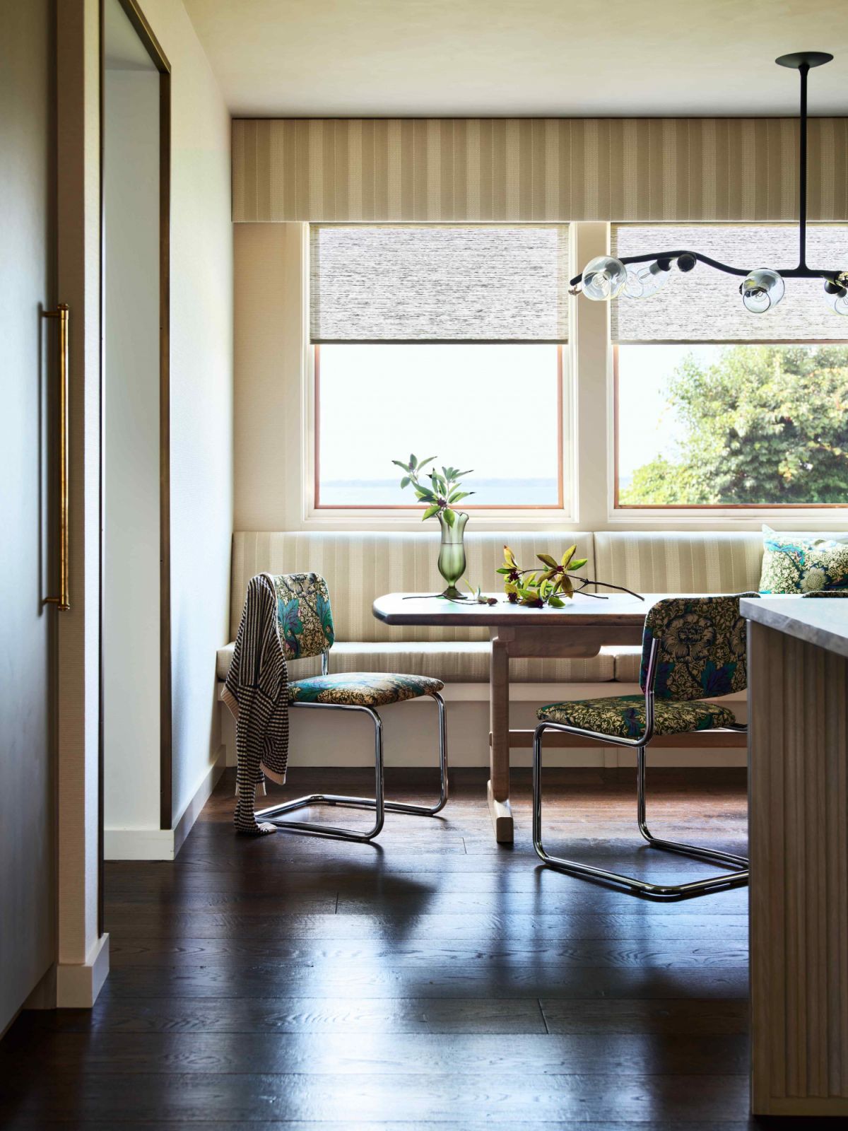 Vintage dining chairs with upholstery that adds vibrancy to the room