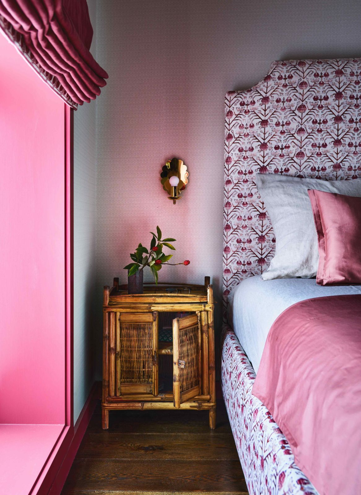 Raspberry pink for Kay's bedroom in the basement