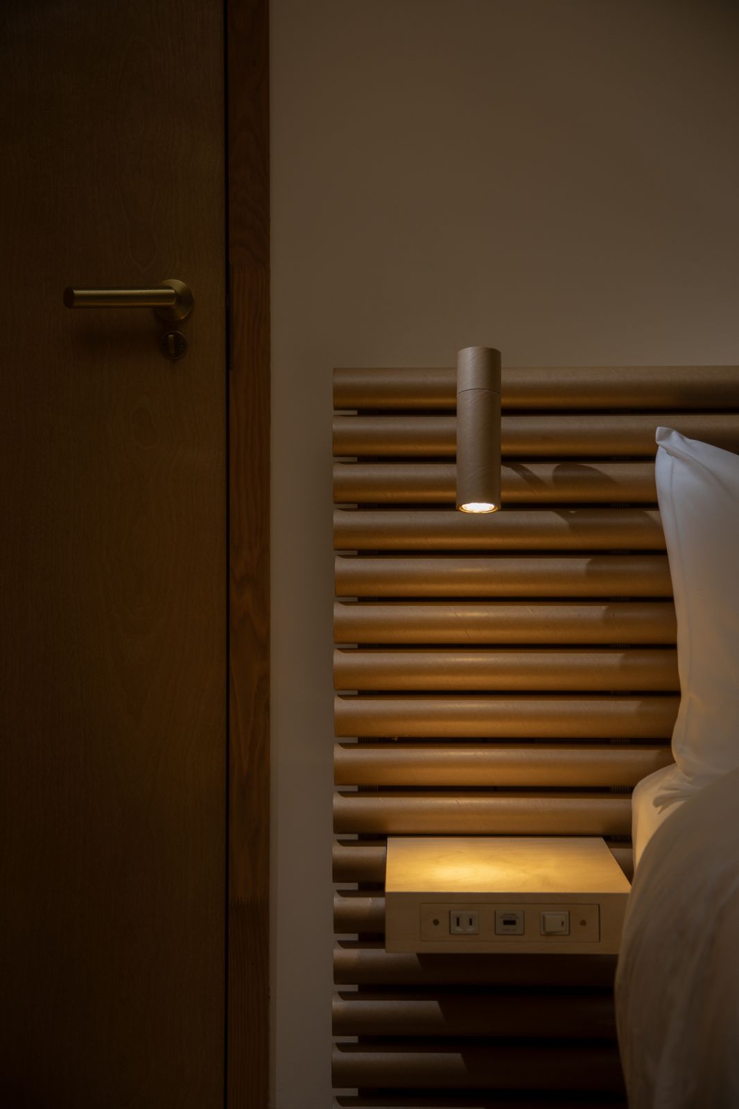 Bespoke cardboard tube bed headboards (Photo: Hiroyuki Hirai)