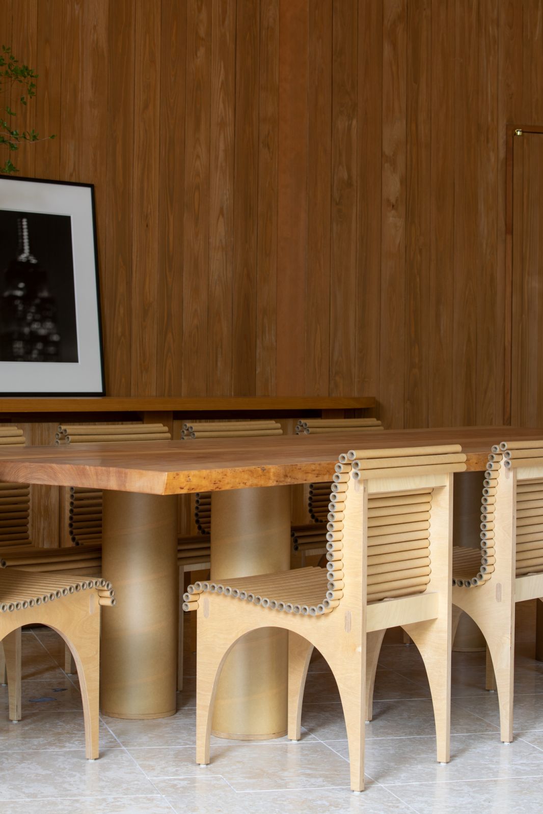 Carta chairs made from tubes and birch plywood (Photo: Hiroyuki Hirai)