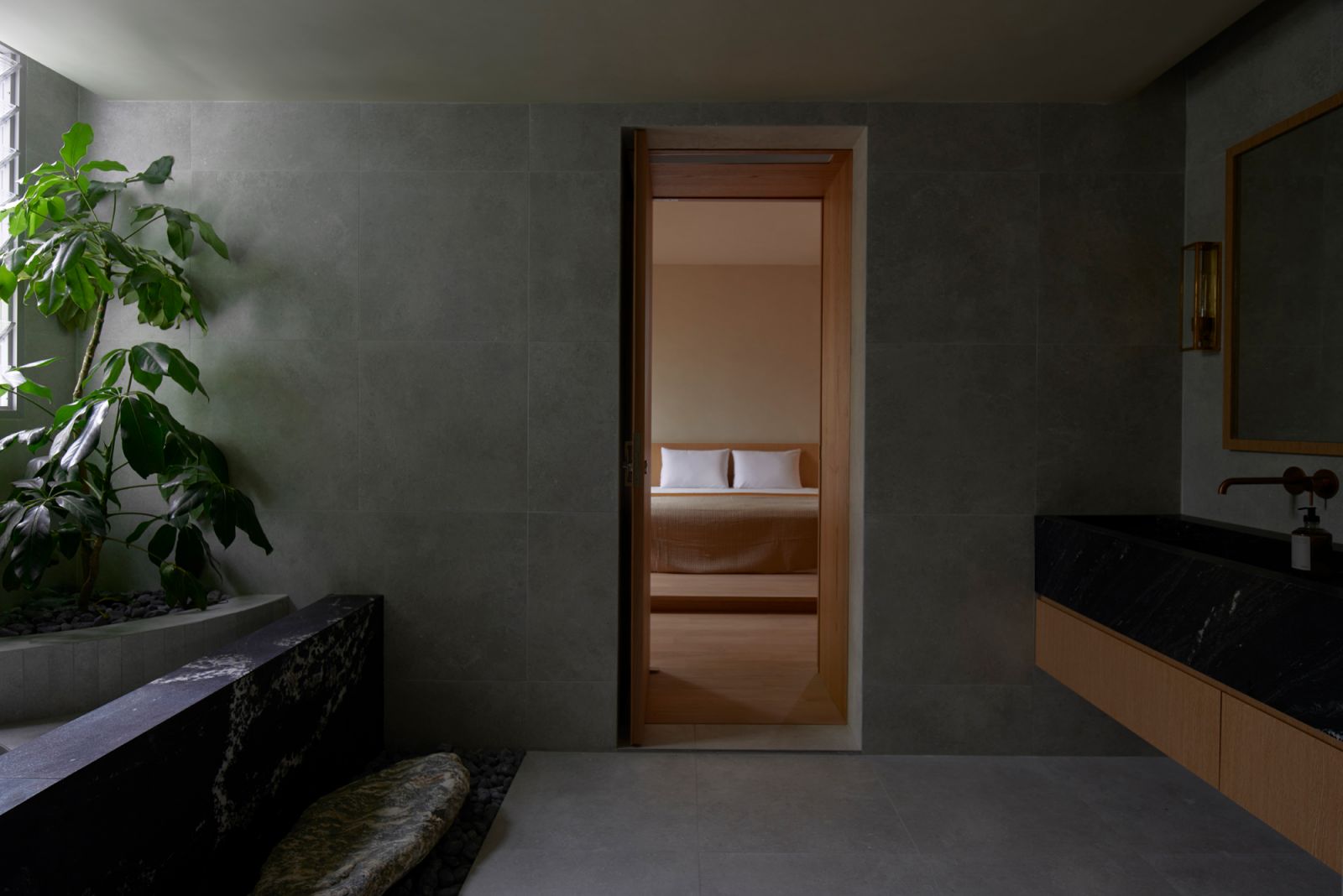 A view of the bedroom through the door