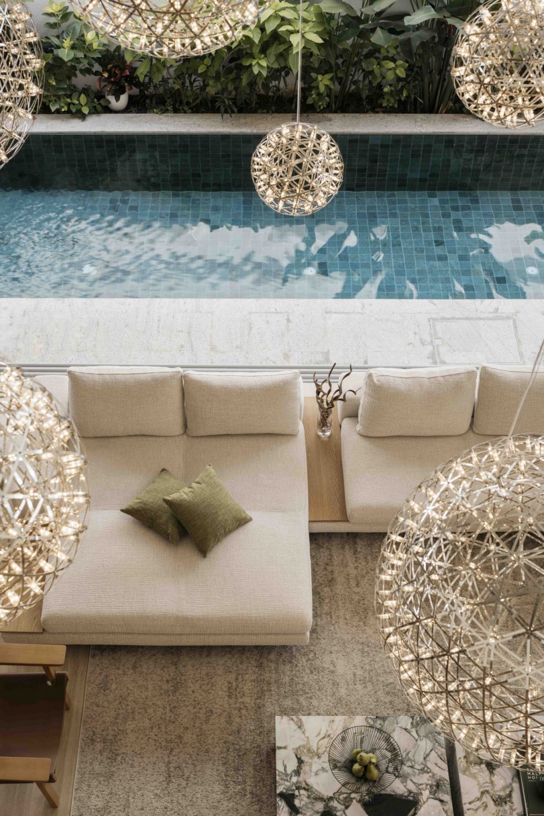 A top-down view of the Screen House living area