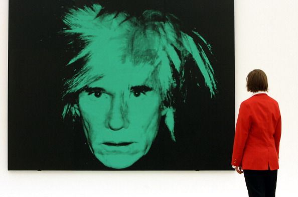 Warhol's "Self-Portrait" (1986) installed at the Art and Exhibition Hall of the Federal Republic of Germany in Bonn, 2006 -2007, (Photo: VOLKER HARTMANN/DDP/AFP via Getty Images)