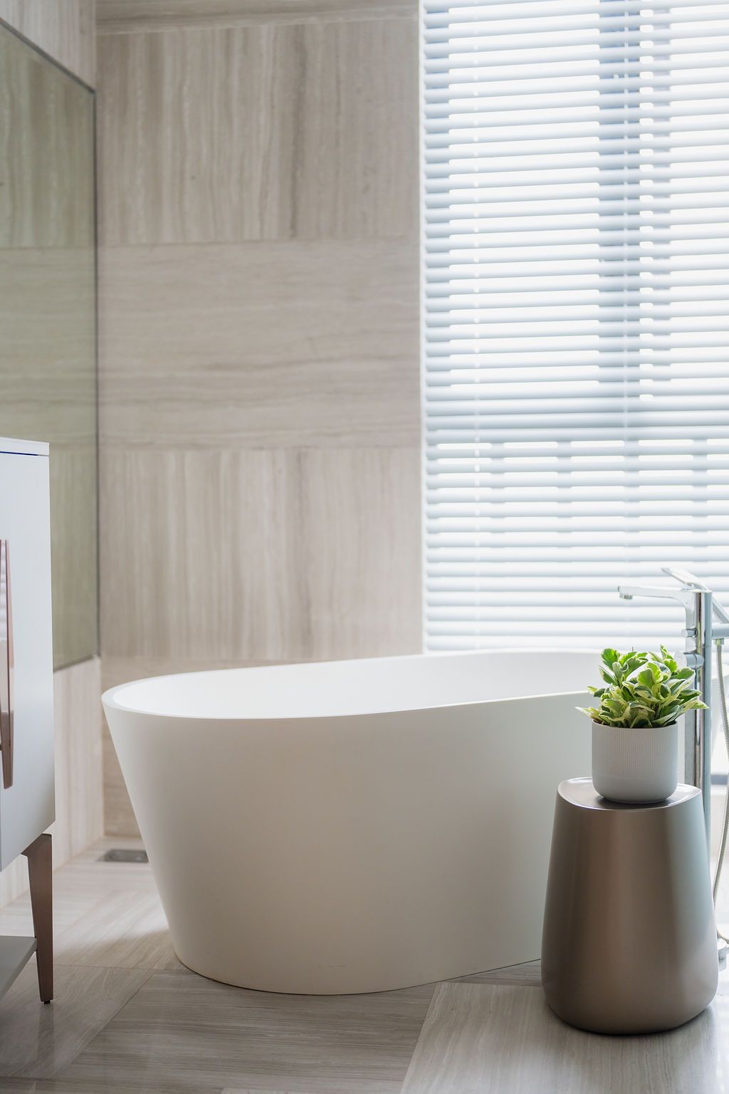 The bathroom is an oasis of calm