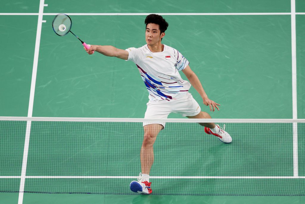 Loh Kean Yew from Singapore competes in the badminton men's singles quarterfinal match at the Paris 2024 Olympics (Photo: Getty Images)