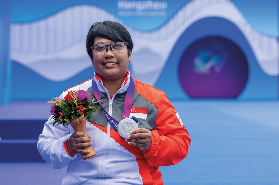 The athlete won the silver medal at the competition