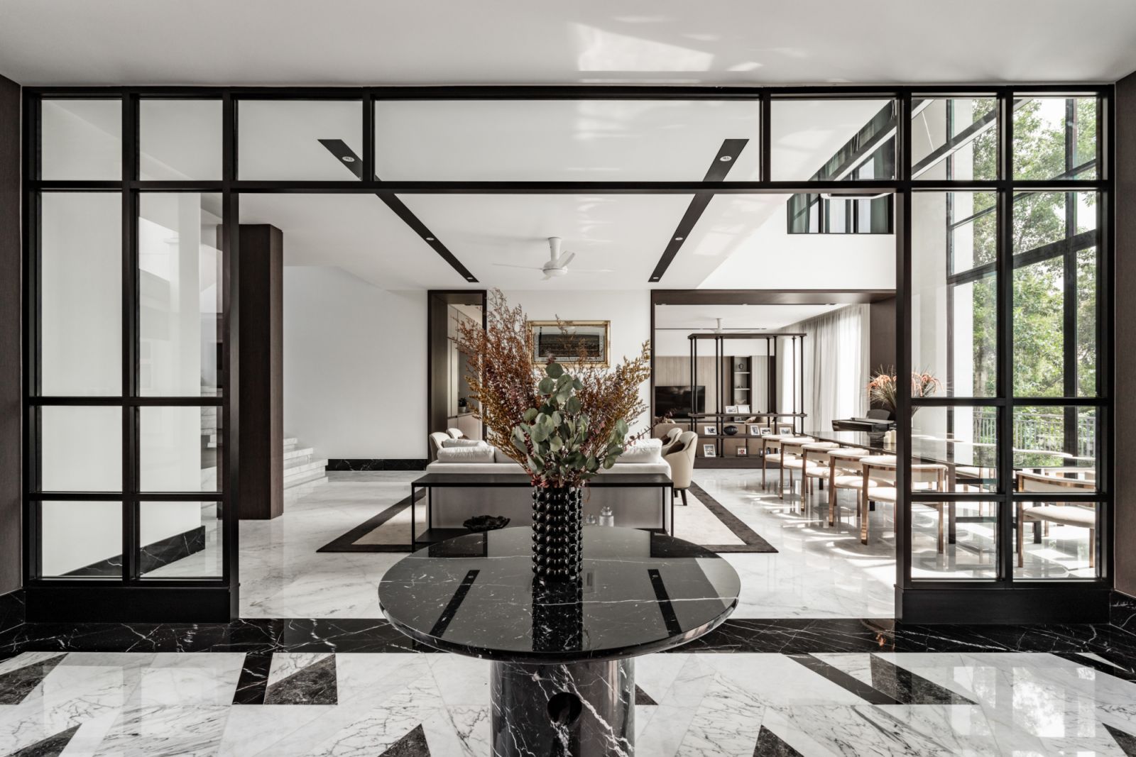 The residence features eight different types of marble in various shapes for maximum visual impact (Photo: The Space Storyteller)
