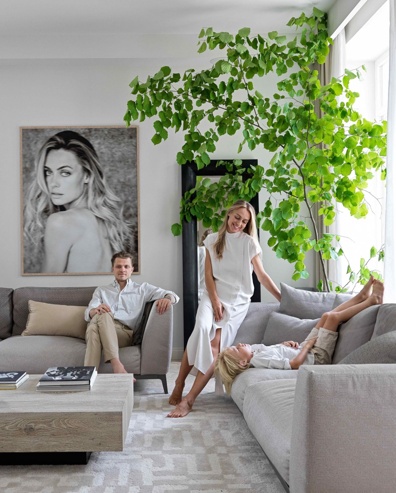 Interior designer Elen Kucherova with her husband Nikolai and their six-year-old son