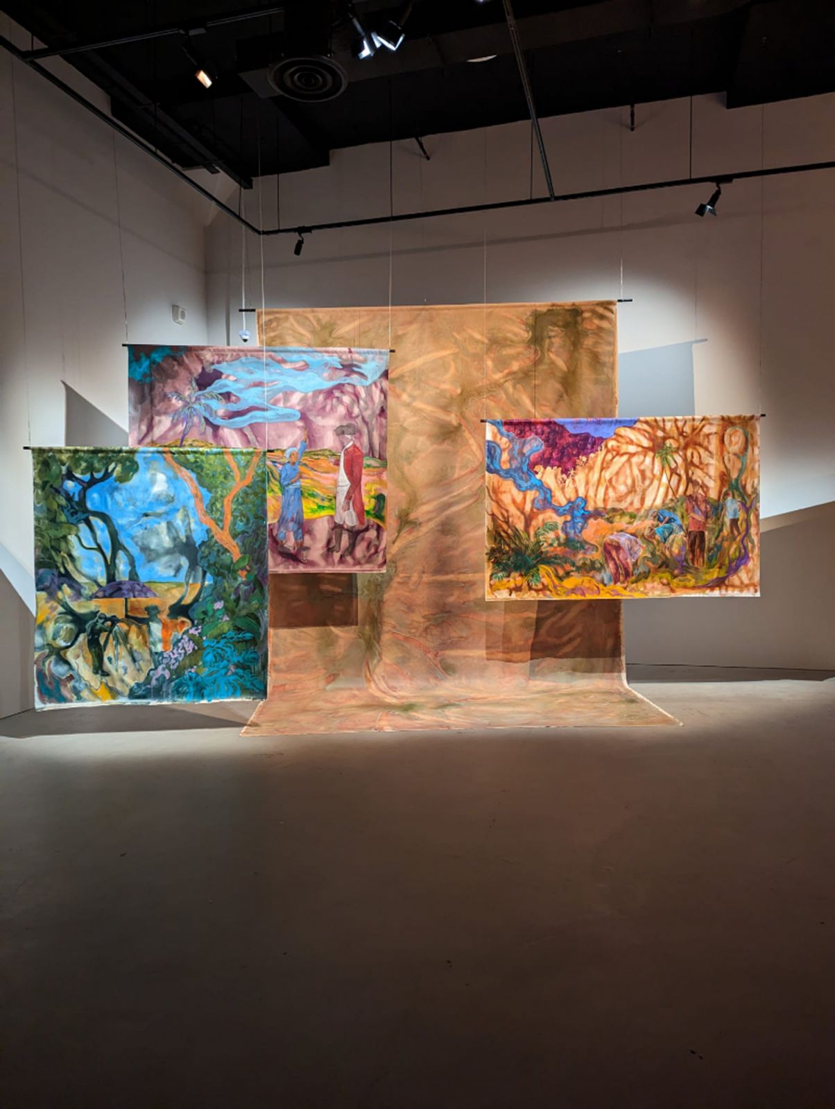 ‘Landscape Palimpsest’ by Khairulddin Wahab, 2023, acrylic on canvas, at the Singapore Art Museum