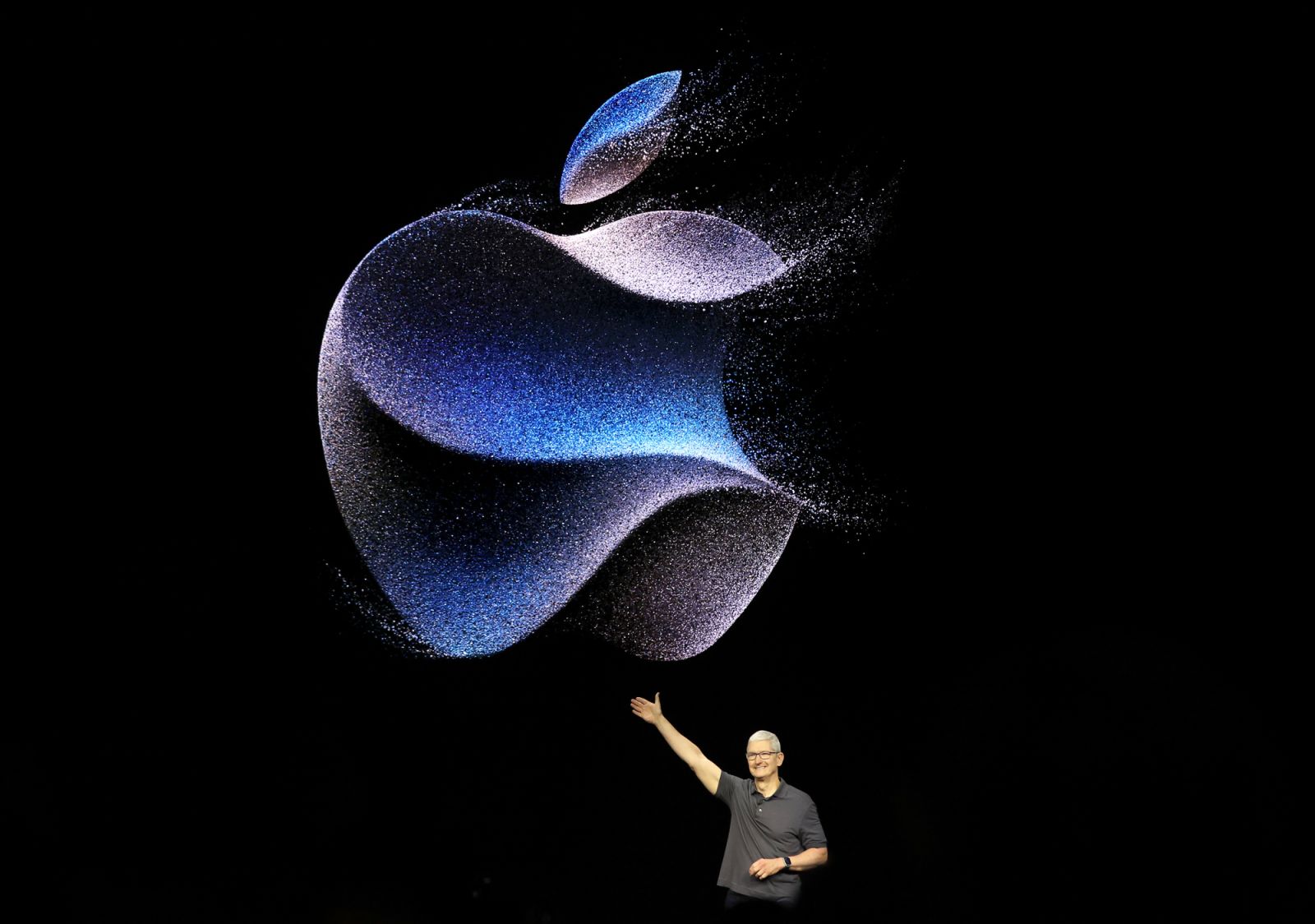 CUPERTINO, CALIFORNIA - SEPTEMBER 12: Apple CEO Tim Cook delivers remarks during an Apple special event on September 12, 2023 in Cupertino, California. Apple is set to unveil the new iPhone 15 and Apple Watch. (Photo by Justin Sullivan/Getty Images)