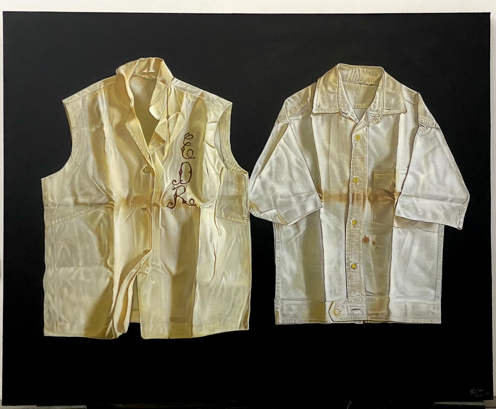 Marina Cruz, 'Kinship,' oil and embroidery on canvas, 2024 (Photo: Gajah Gallery)