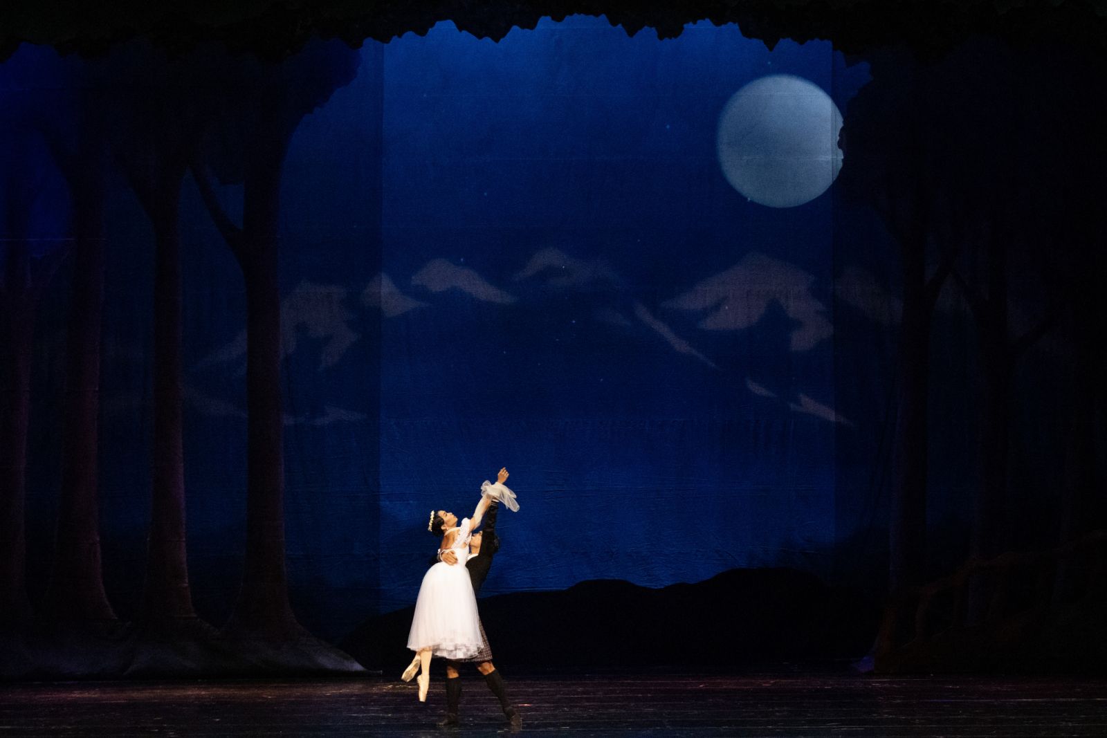 James and the Sylph dance together in a moment of poignant beauty, their movements weaving a tale of passion and longing