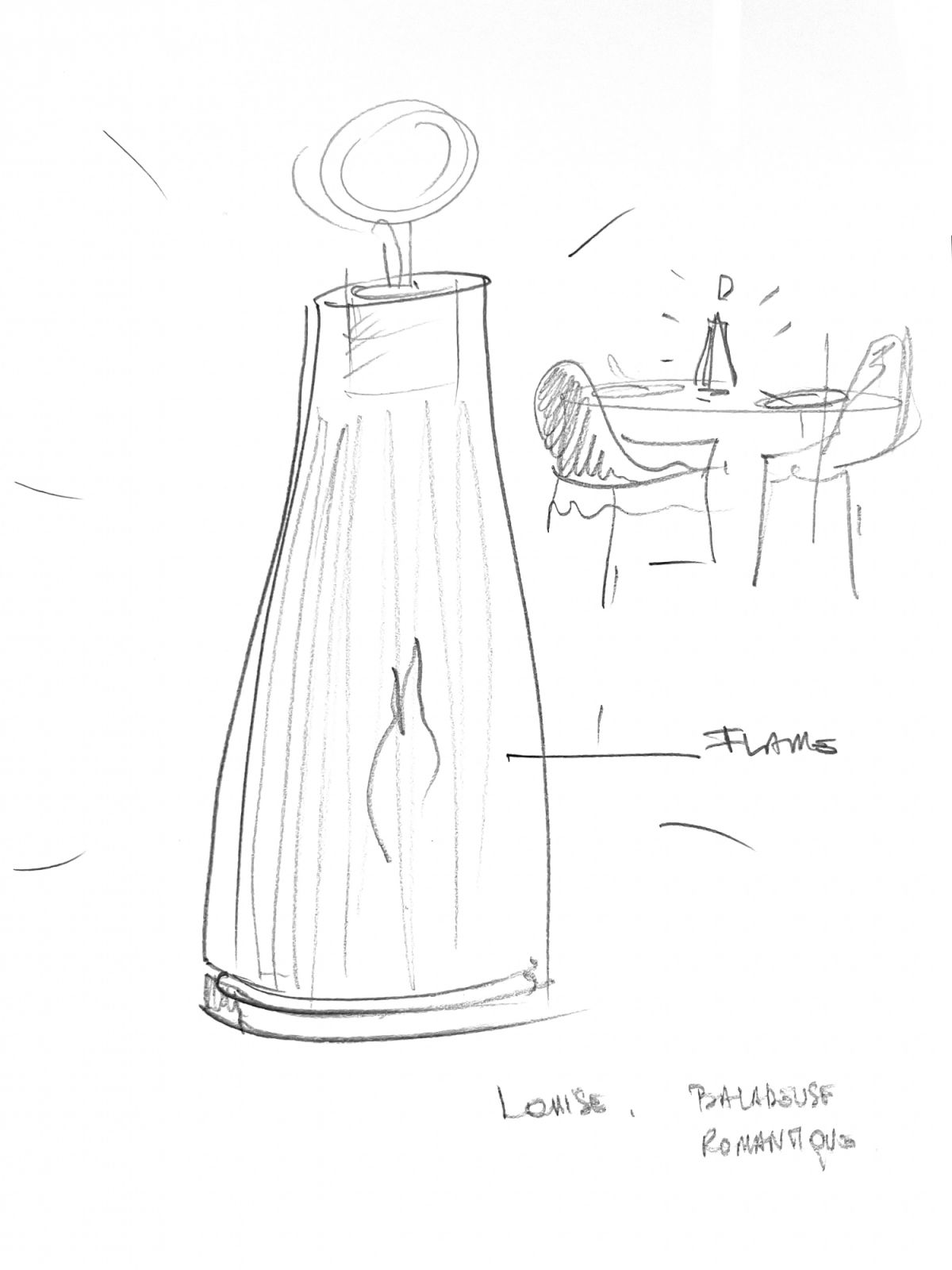 Massaud's sketch of the Louise's lantern-shaped design