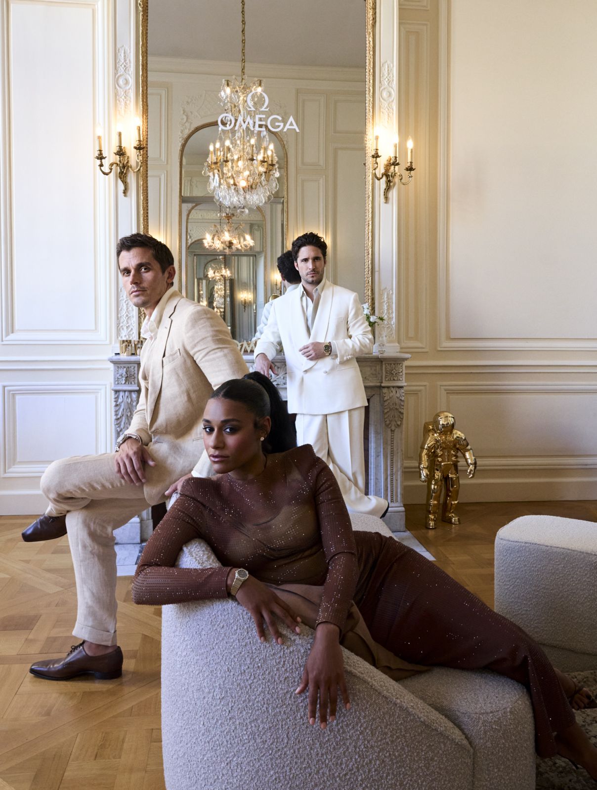 Ariana DeBose, Antoni Porowski,  and Diego Boneta at Omega House Paris