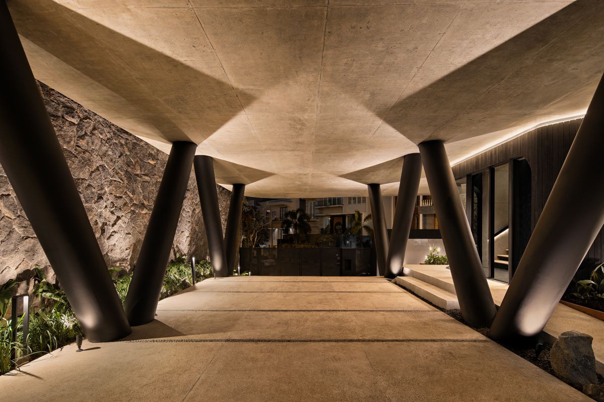 The V-shaped columns offer a more open view
