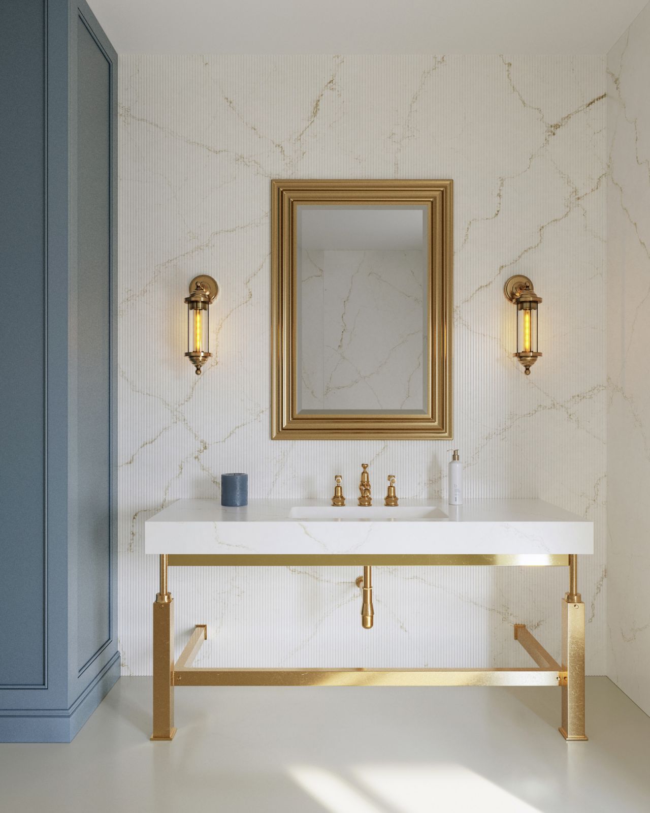 An elegant bathroom decked out in Silestone’s Blanc Élysèe