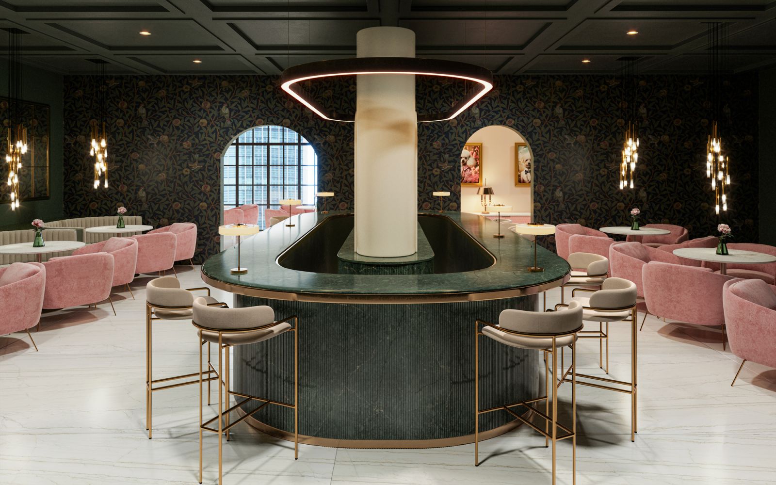 The dining space of the restaurant