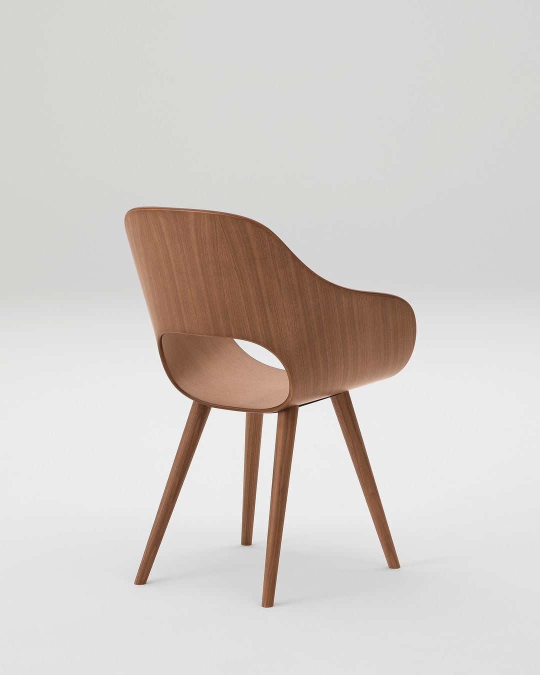 The gently curved backrest of Fukasawa's Roundish Chair (Photo: Instagram / @maruni_global)