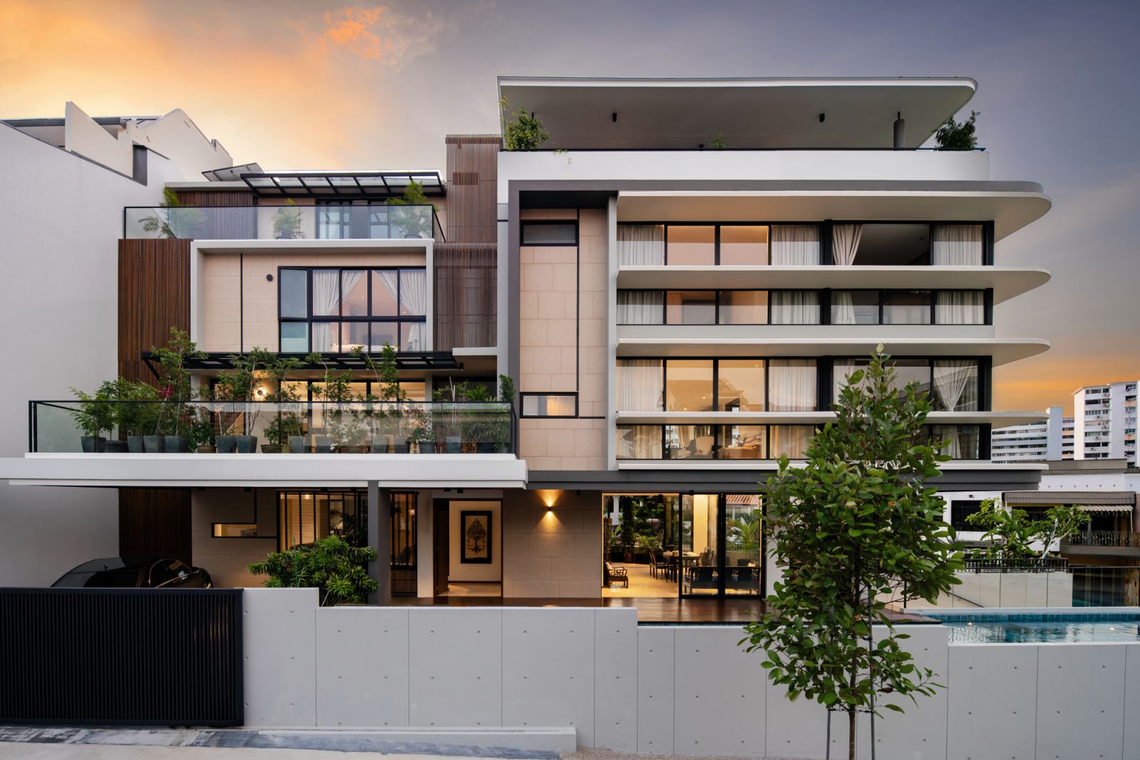 The Sennett Avenue house in the warm evening glow