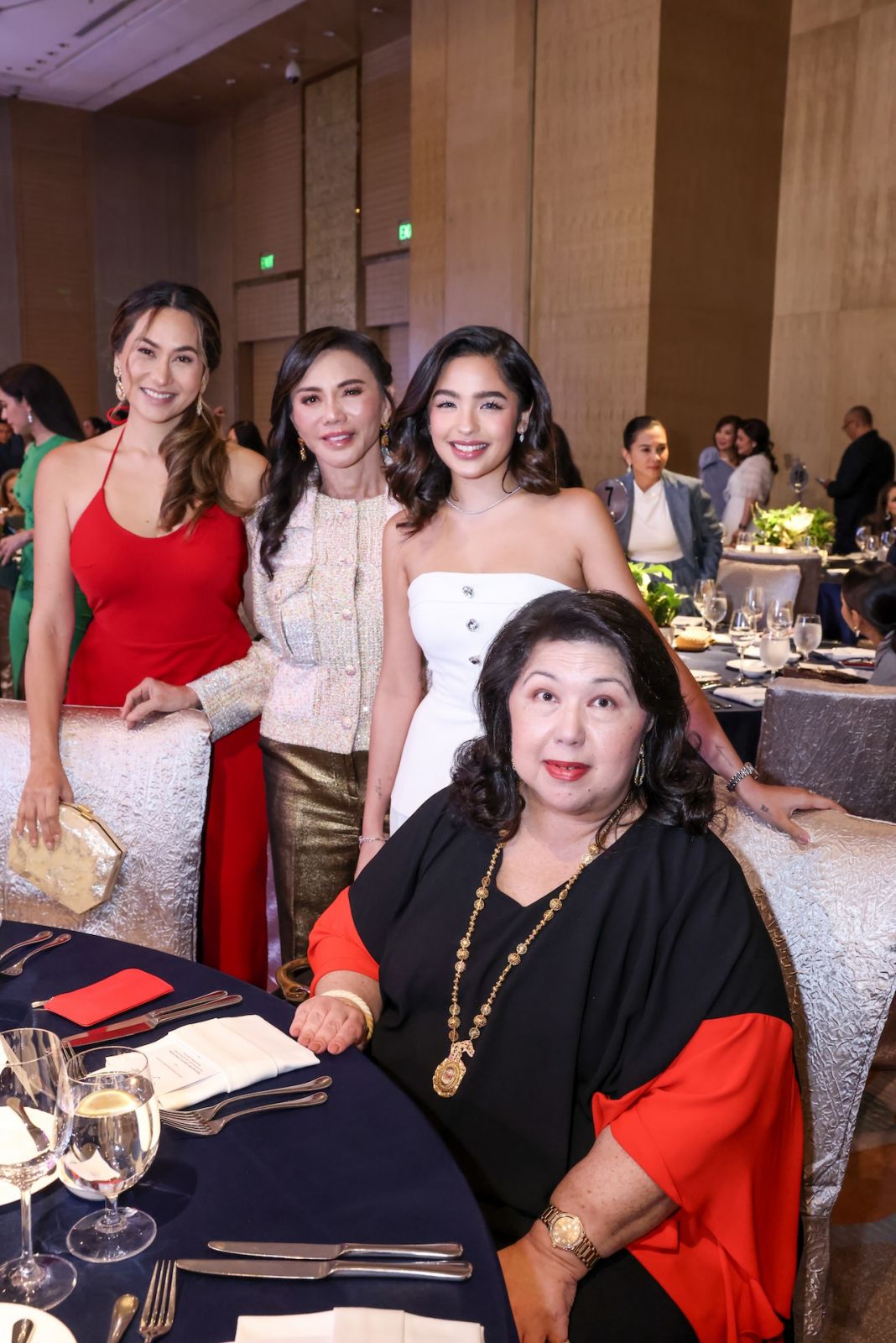 Cristalle Belo, Vicki Belo, and Andrea Brillantes with Tatler Philippines' Managing Director Irene Martel Francisco
