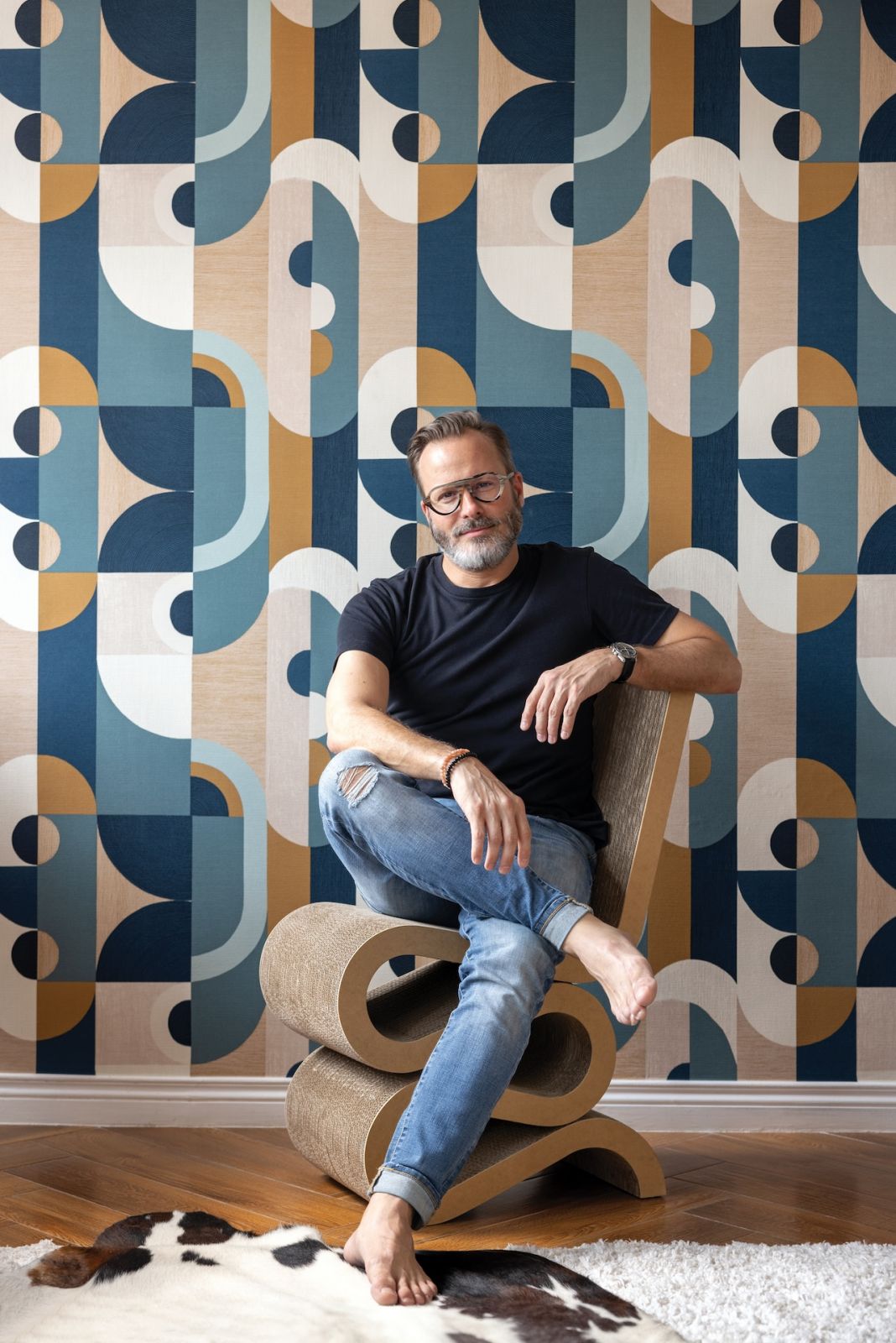 Scott A Woodward, photographed in his man cave