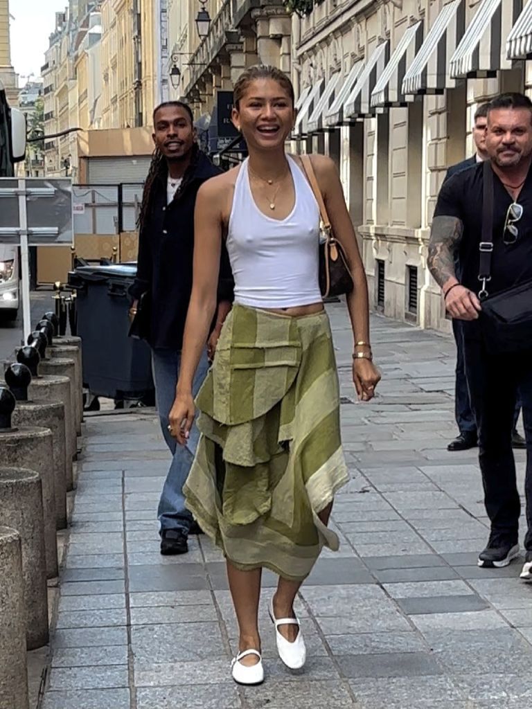 PARIS, FRANCE - JULY 31: Zendaya is seen leaving her hotel on July 31, 2024 in Paris, France. (Photo by MEGA/GC Images)