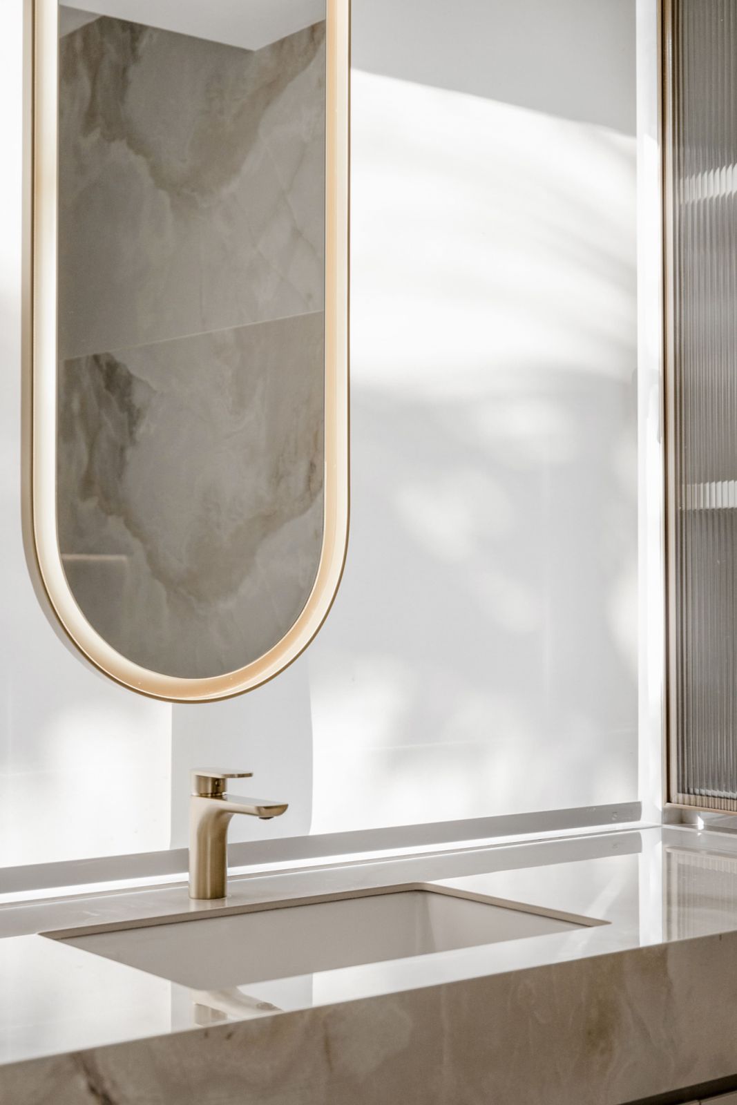 Gold trim was added in the bathroom