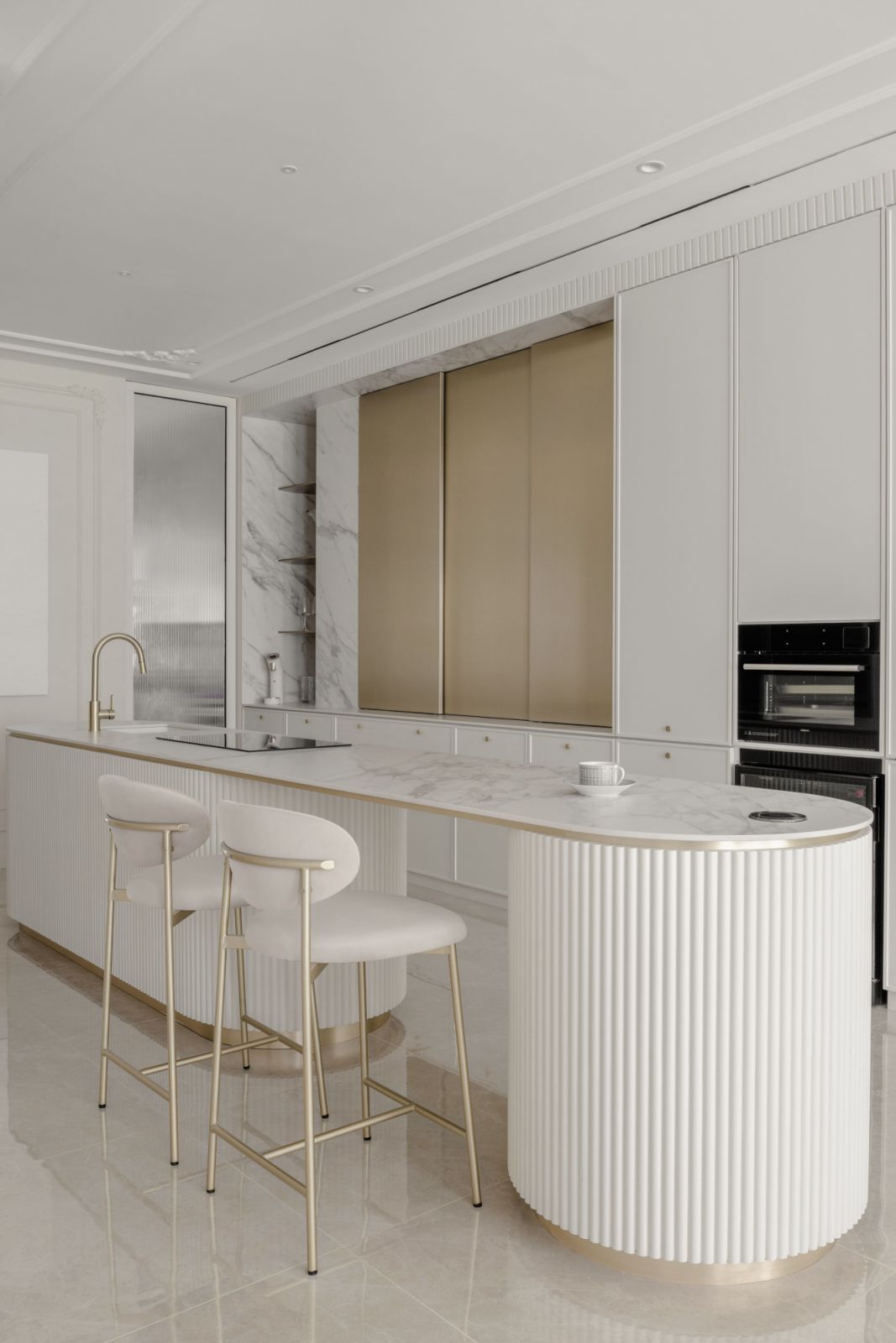 The open-concept kitchen