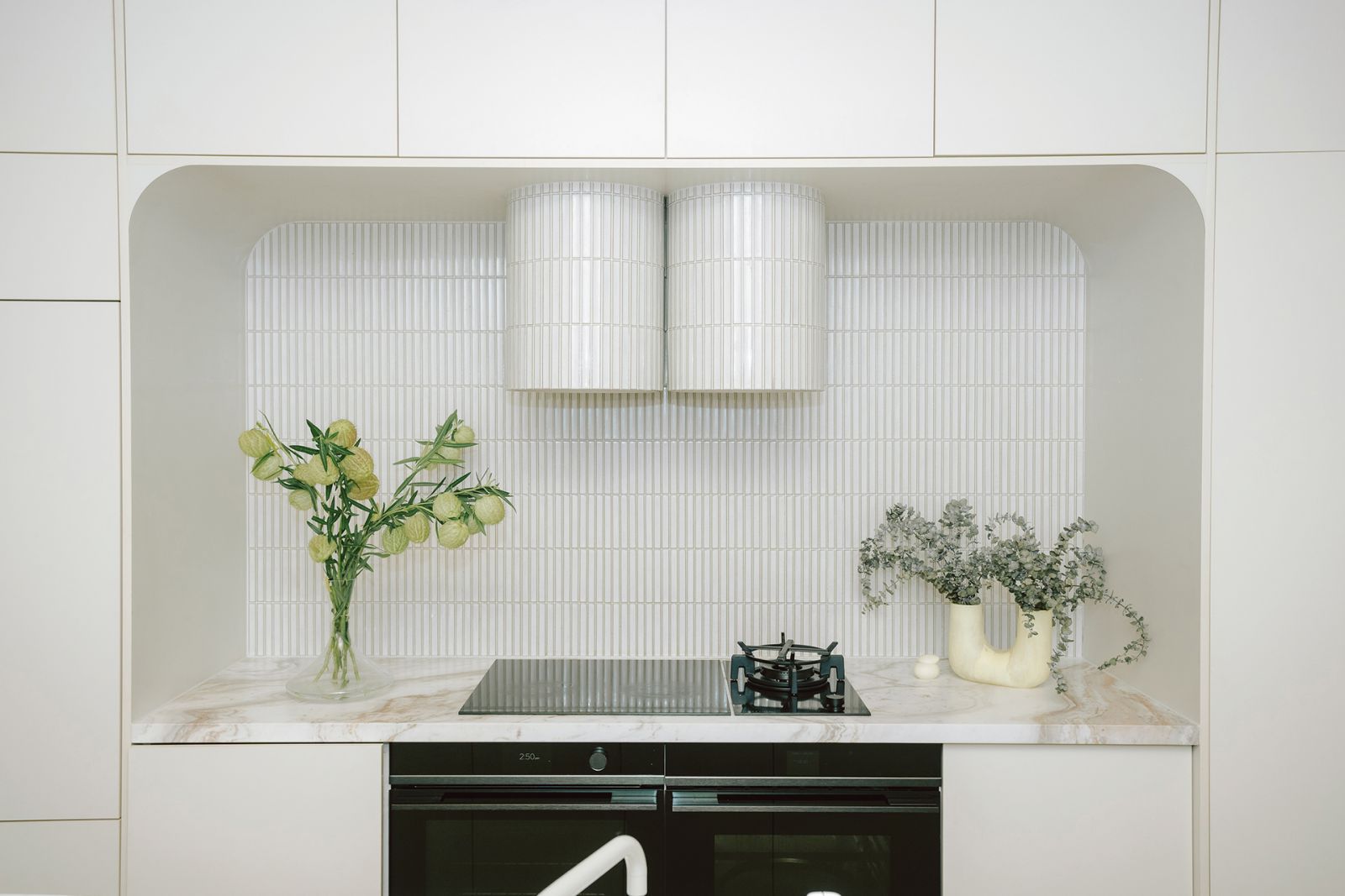 Details of the kitchen backsplash in Martine and Cliff Ho’s home