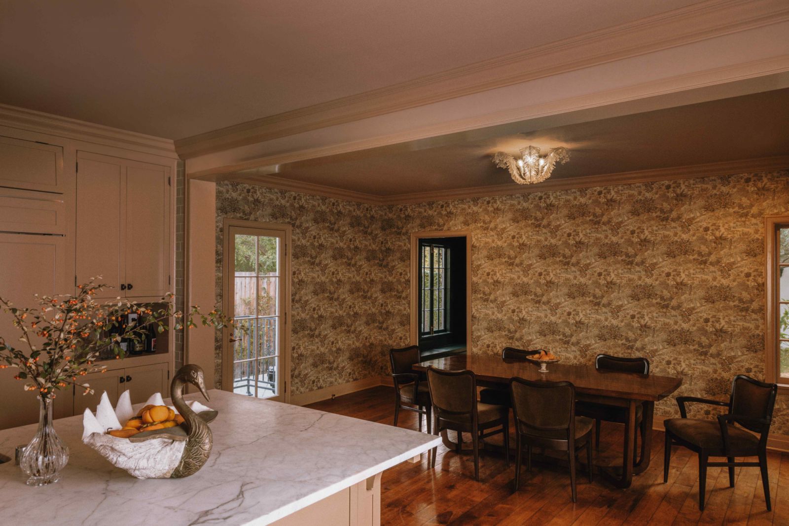 The spacious kitchen area with an adjoining breakfast nook