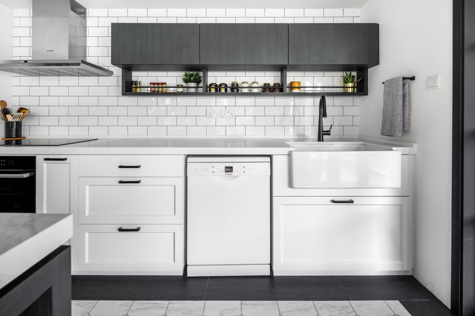 Textured finishes in the open-concept kitchen