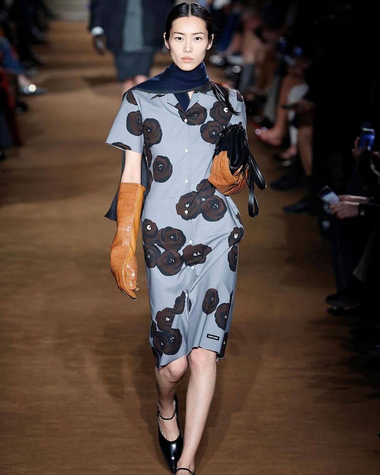 Liu Wen wearing a look from the Miu Miu fall-winter 2024 show (Photo: Instagram / @liuwen)