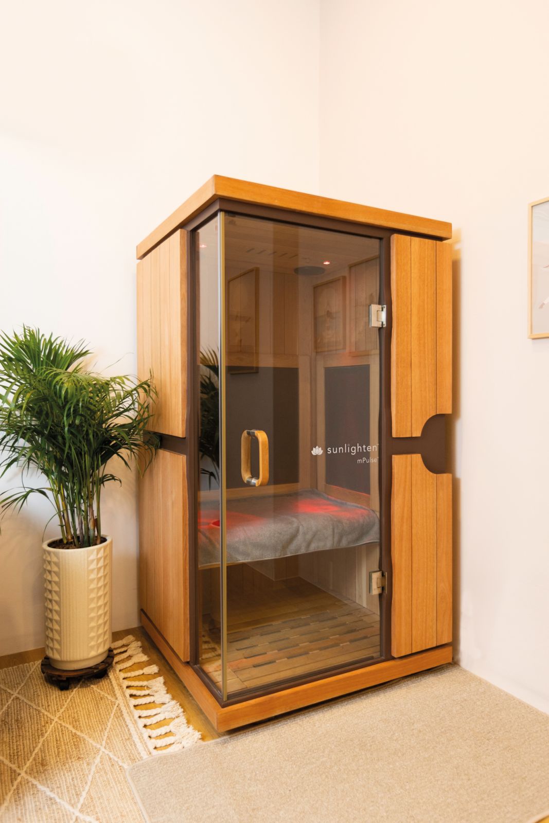 An infrared sauna from Sunlighten in the Cycling Bears showroom