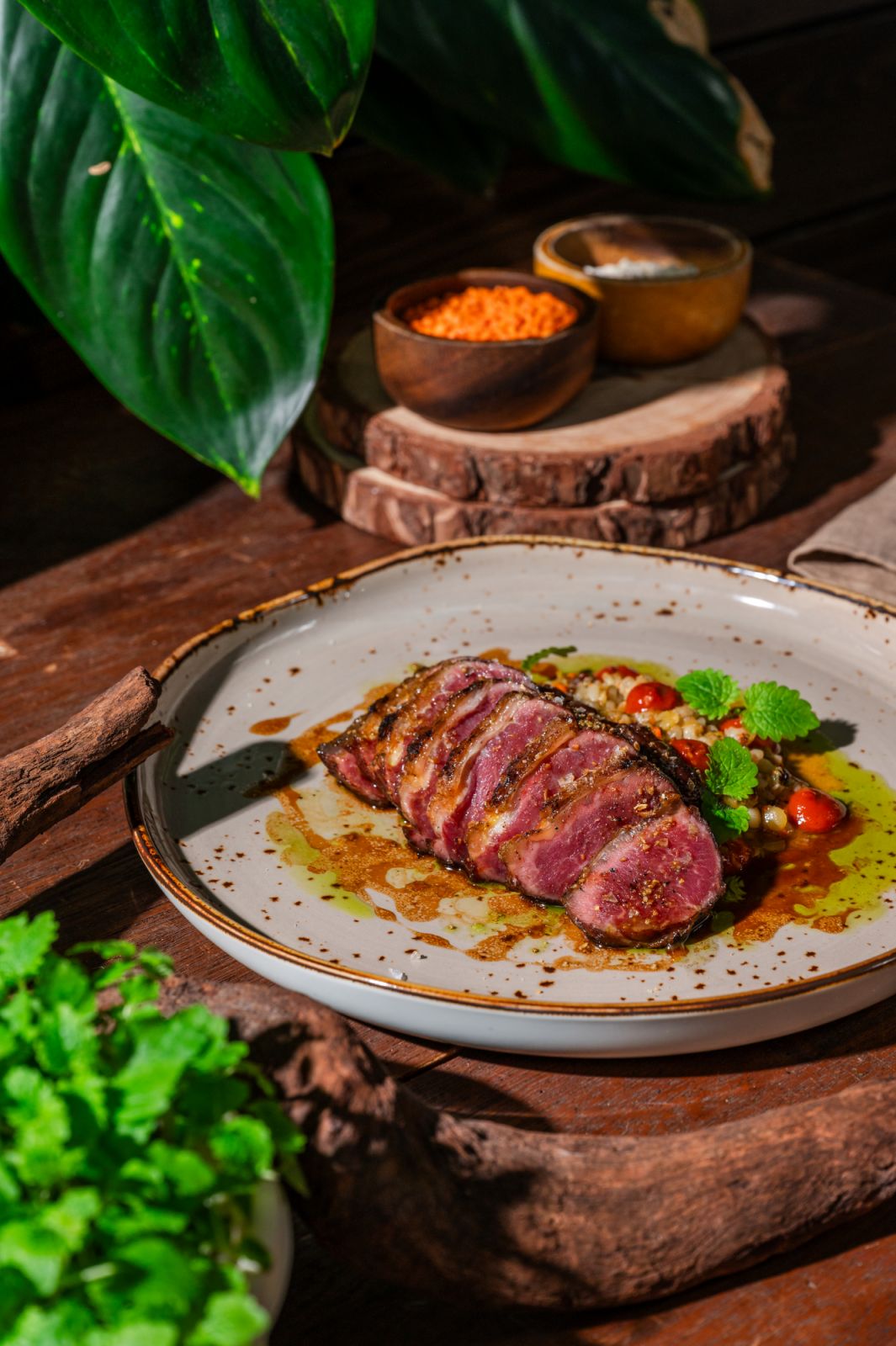 Lamb loin, scallion oil, and red pepper ketchup (Photo: Ignis KL)