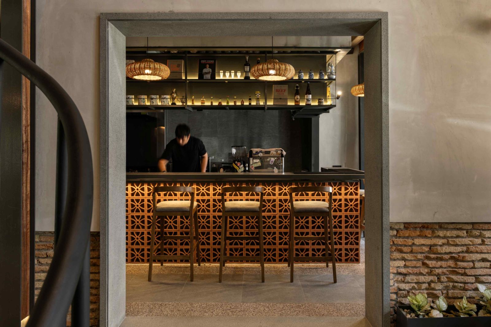 The open kitchen counter bar