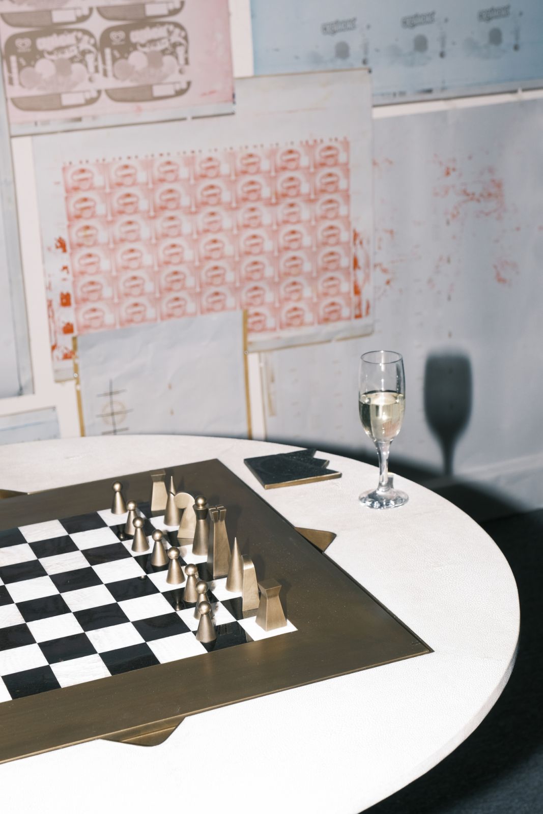 A game table in shagreen and bronze-patina designed by Augousti's parents, Yiouri and Ria