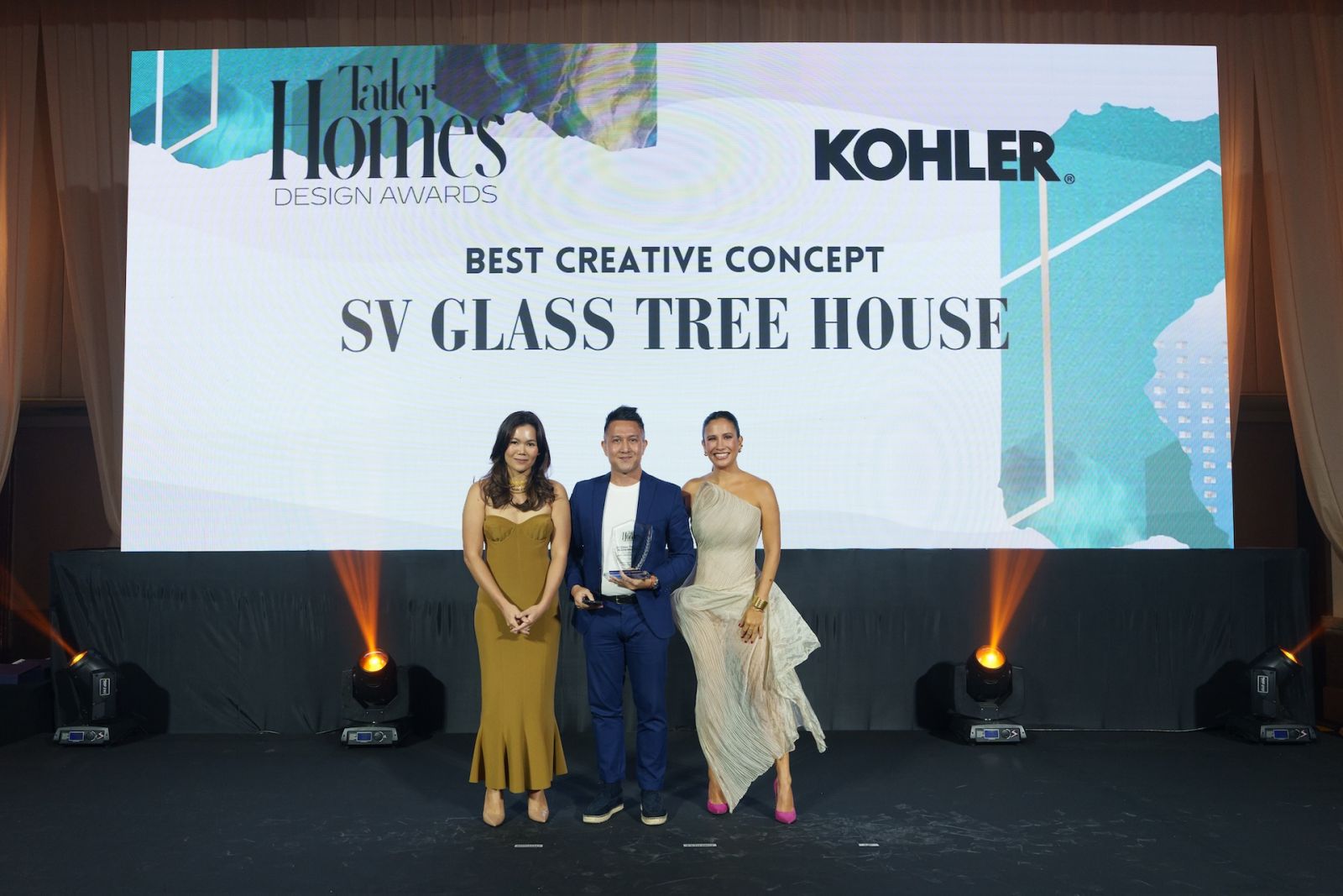 Tatler Homes Editors Jet Acuzar and Stephanie Zubiri with Best Creative Concept Awardee Don Lino of Lino Architecture