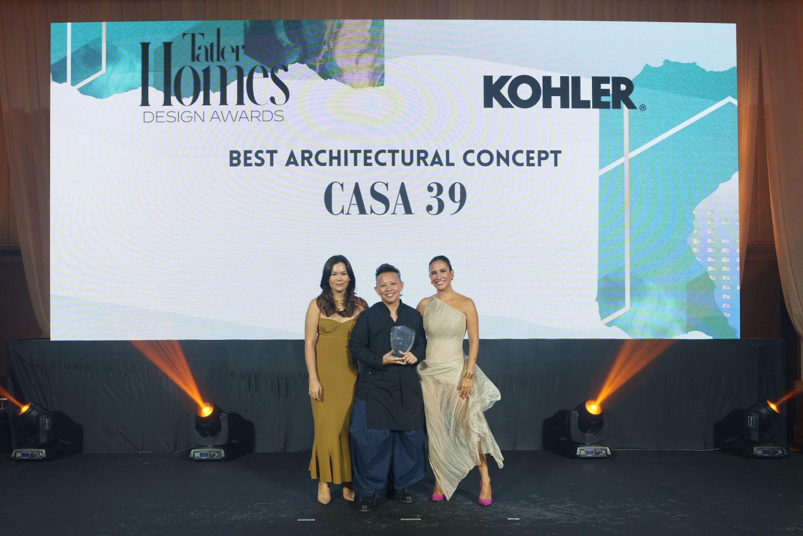 Tatler Homes Editors Jet Acuzar and Stephanie Zubiri with Best Architectural Concept Awardee Rita Nazareno of Nazareno Architecture + Design