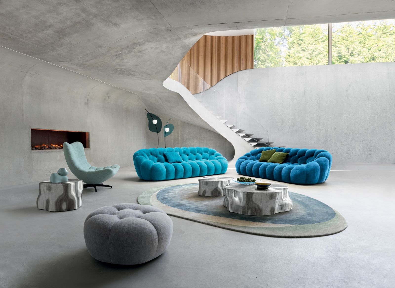 The soft organic form of the Bubble sofas is inviting