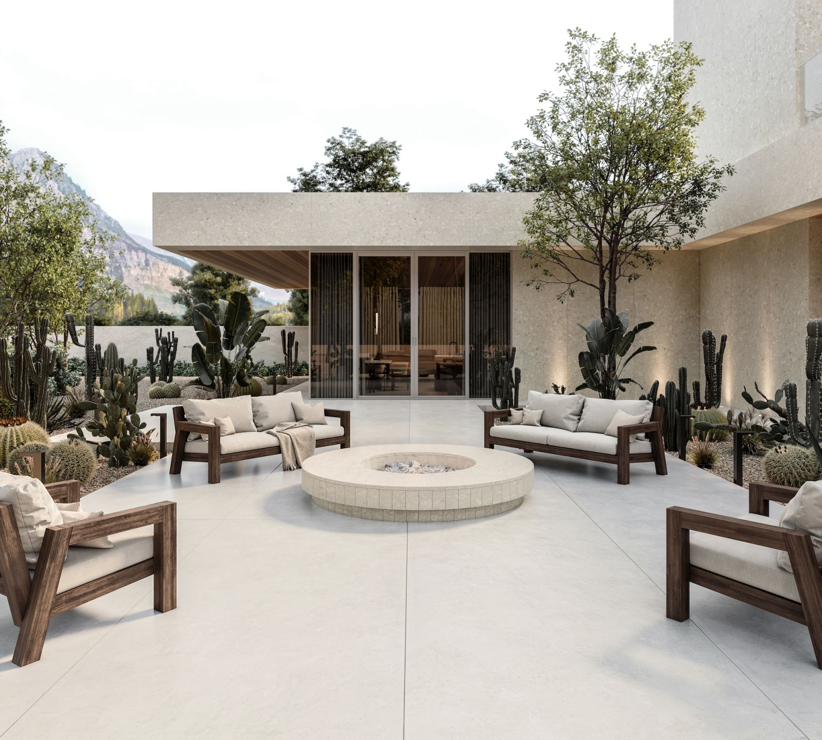 The soothing tones of Dekton Pietra Edition’s Sandik and Ava are ideal for exteriors