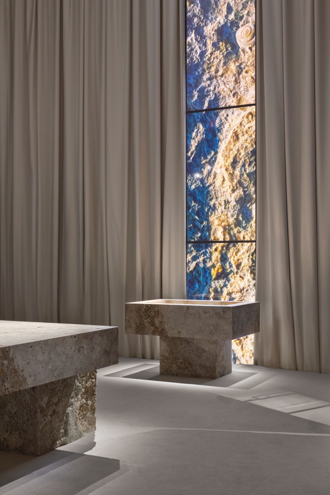 V-Zug appliances were paired with monolithic furniture that straddles art and design