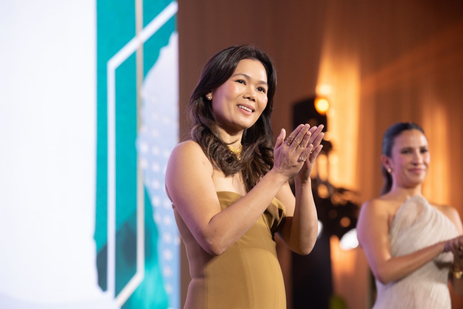 Jet Acuzar onstage as the incoming Tatler Homes Editor at the Tatler Homes Design Awards 2024
