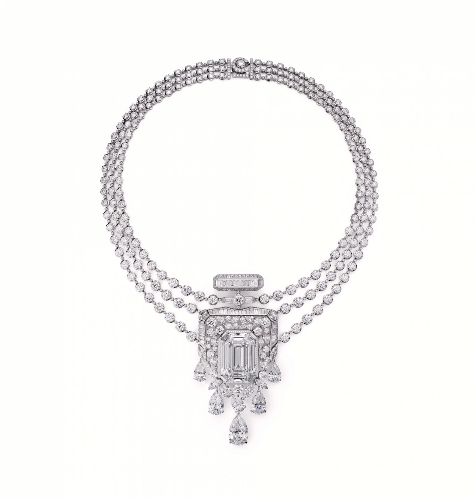 Chanel N°5 頂級珠寶系列的《55.55 項鍊》。（Photo: Chanel）