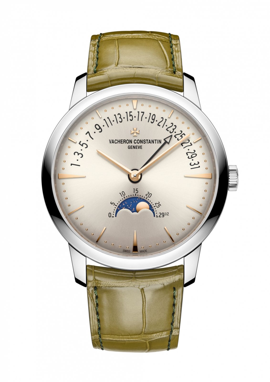 江詩丹頓月相逆跳日曆腕錶。（Photo: Vacheron Constantin）