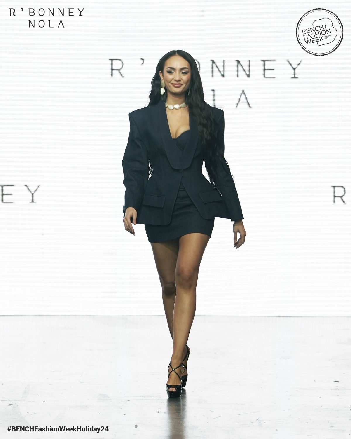 R'Bonney Gabriel struts down the Bench Fashion Week runway after her presentation (Photo: Bench)