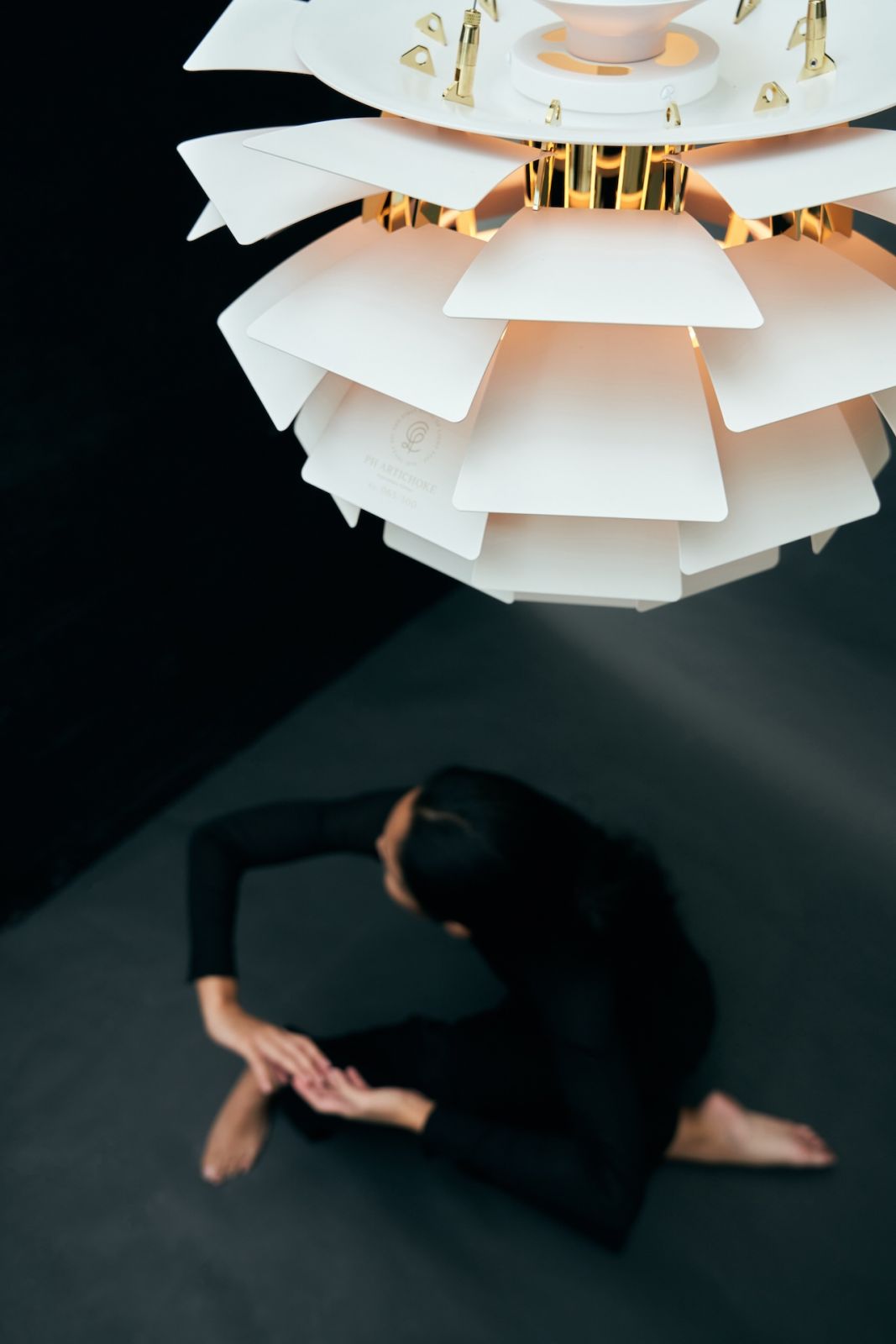 Photograph from Colin Dancel's exhibit, featuring Louis Poulsen lamps
