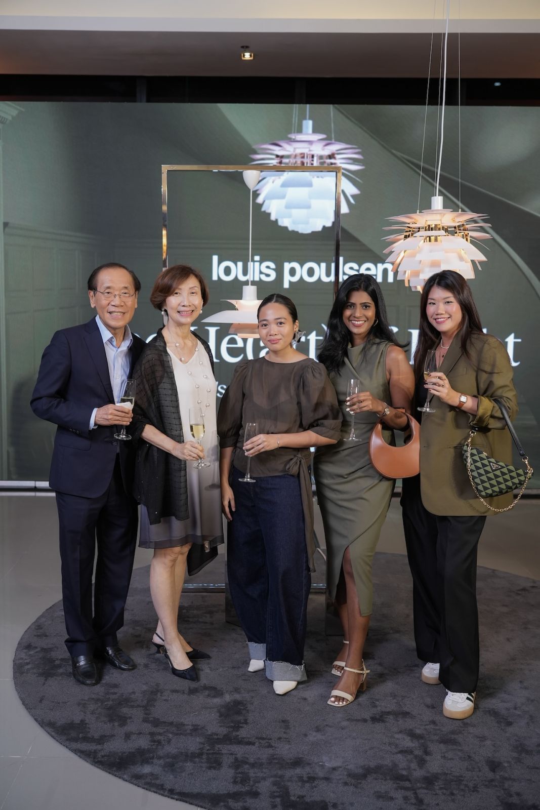 Stephen Sy, Lolita Sy, Colin Dancel, Priscilla Lydia and Ethel Tan celebrating iconic luxury lamp brand Louis Poulsen's 150 years