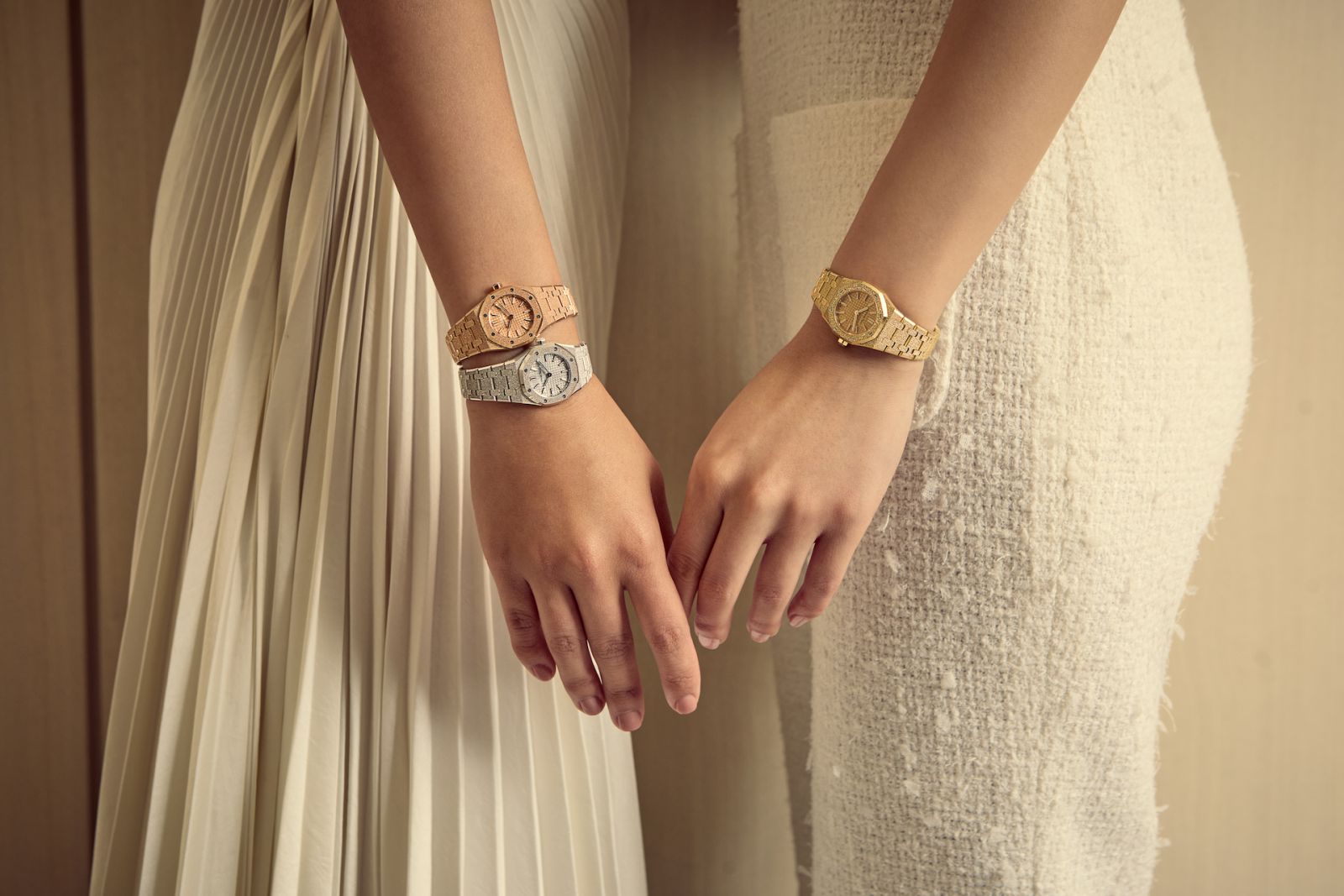 The new Audemars Piguet Royal Oak Mini comes in white, yellow and pink gold