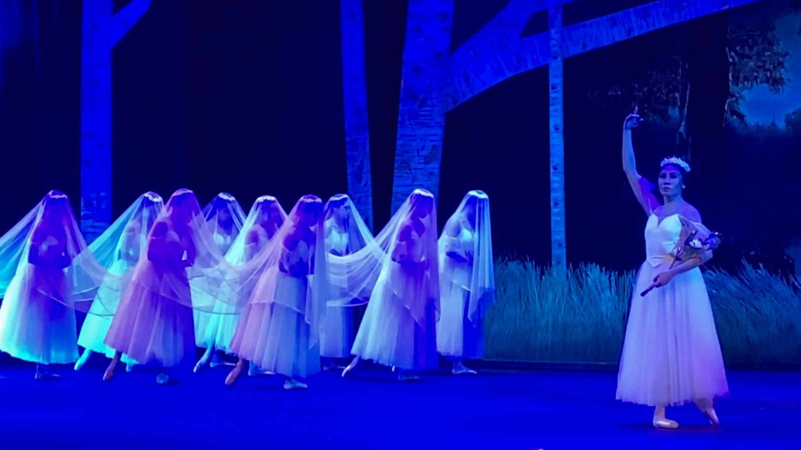 Samantha Santiago commands the stage as Myrtha, the Wilis queen, leading the ghostly ensemble with a powerful and captivating presence