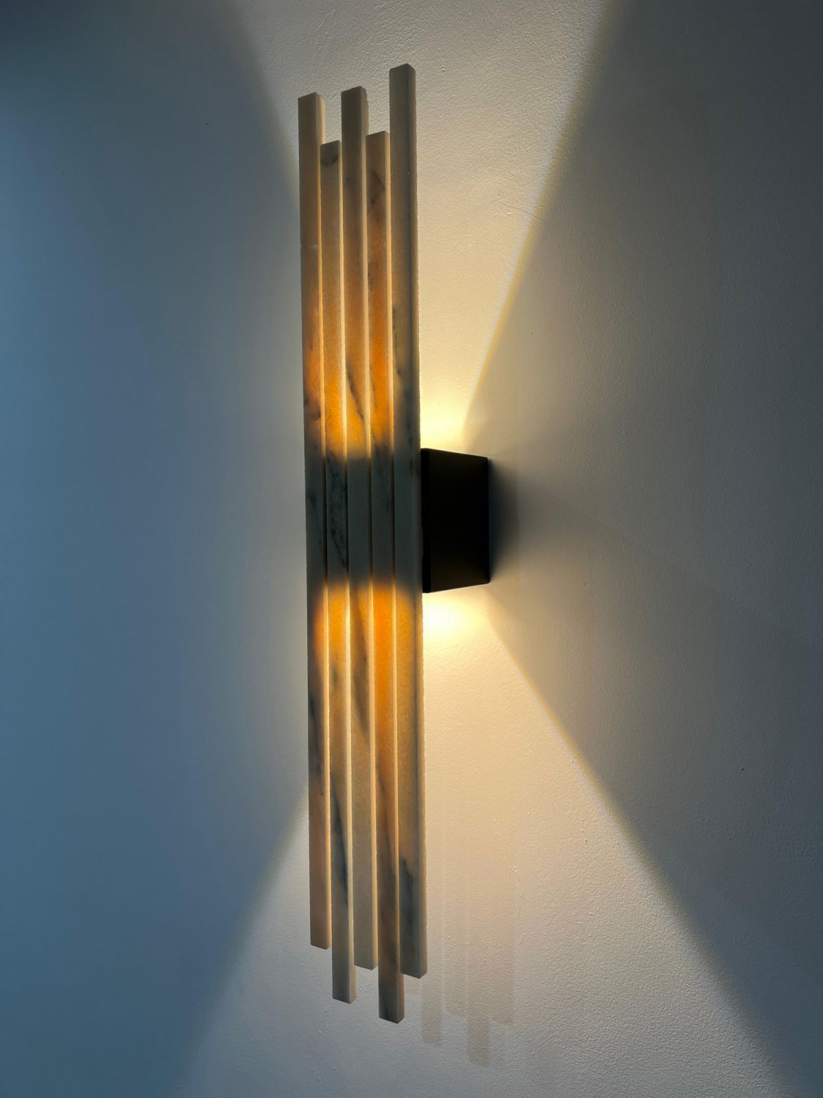 A bespoke onyx light custom-designed for an abode in Bucharest
